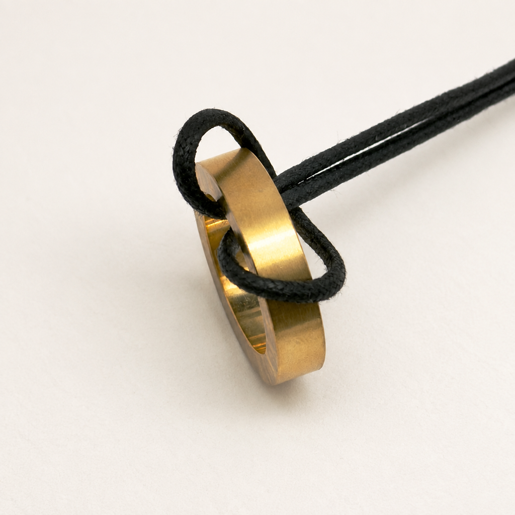 Frosted Gold Finish Circular Pendant Necklace