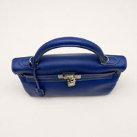Kelly 32 Sellier Bleu Électrique Epsom Leather Palladium Hardware