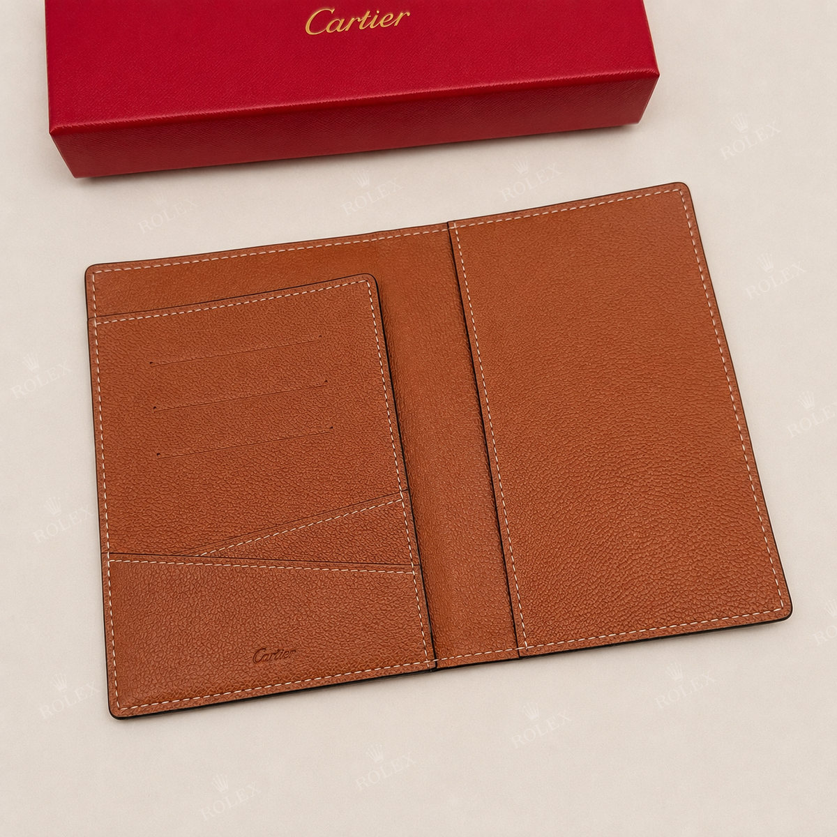 Cognac Black Signature Passport Holder