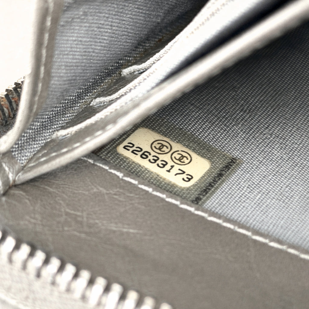 Boy Zip Around Wallet Metallic Grey Calfskin