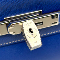 Kelly 32 Sellier Bleu Électrique Epsom Leather Palladium Hardware