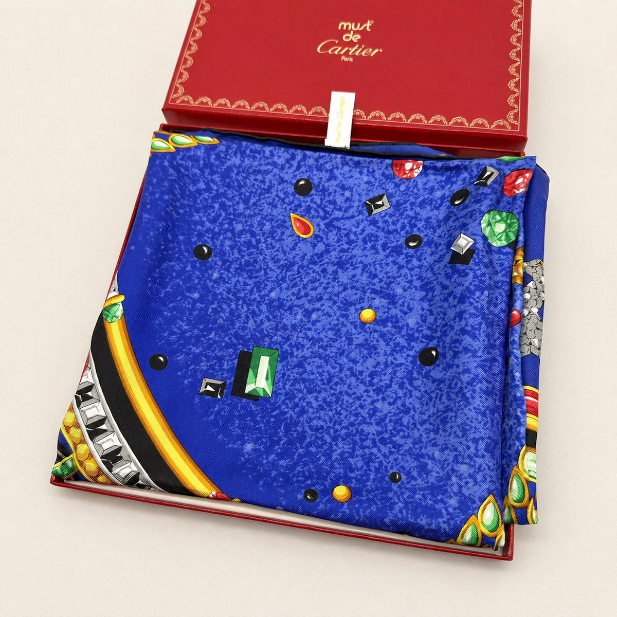 Must de Cartier Paris Jewel Motif Silk Scarf