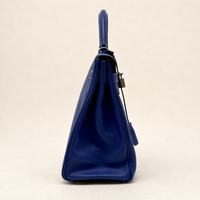 Kelly 32 Sellier Bleu Électrique Epsom Leather Palladium Hardware
