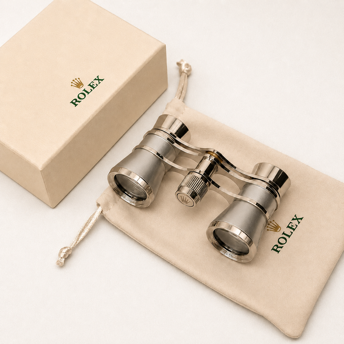 Brushed Steel Engraved Opera Binoculars