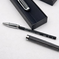 Black & Silver Striped Rollerball Pen