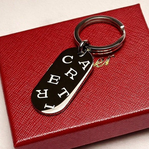 Silver Monogram Oval Keychain