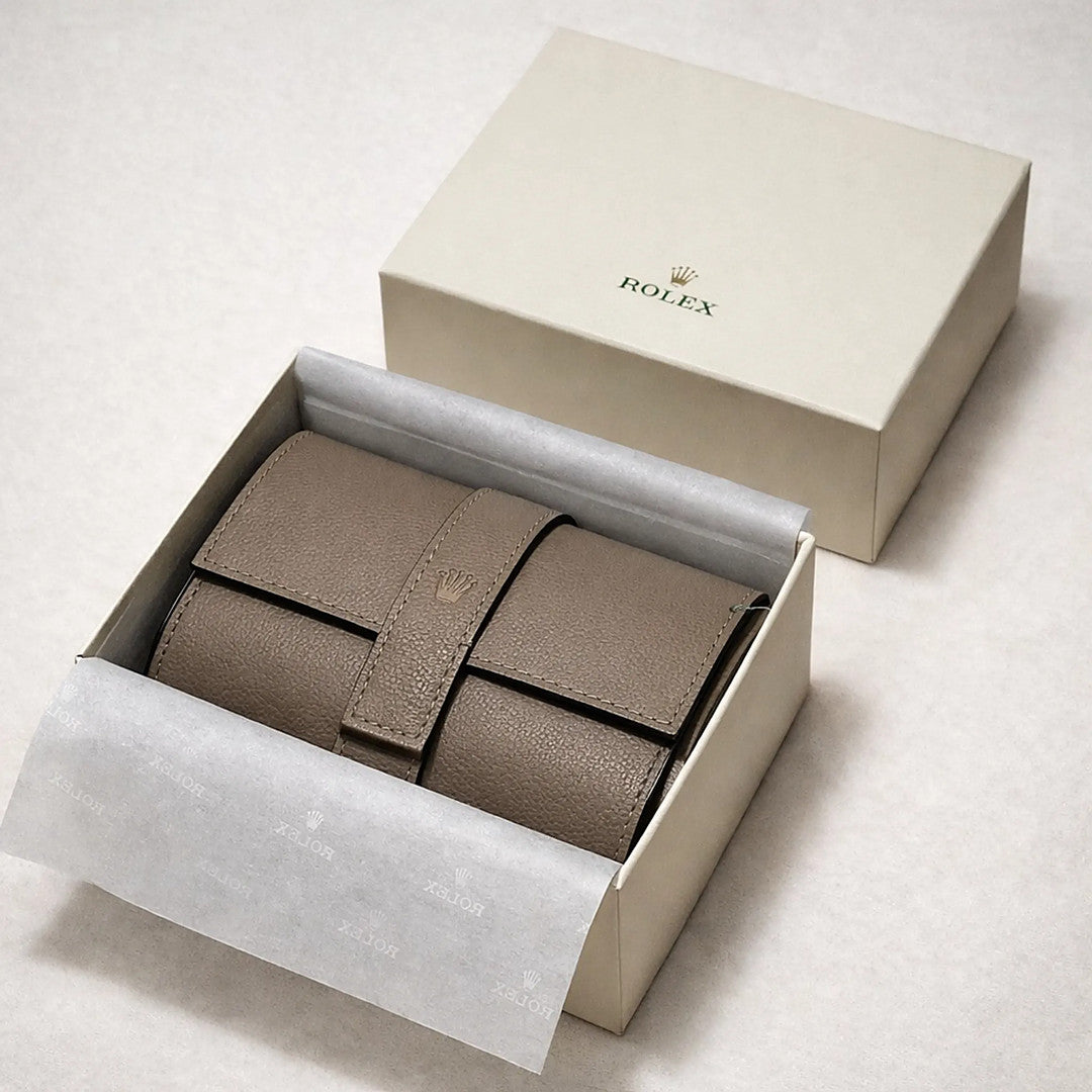 Royal Taupe Dual Watch Travel Case